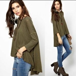 Free People Circle in the Sand Green Striped Top